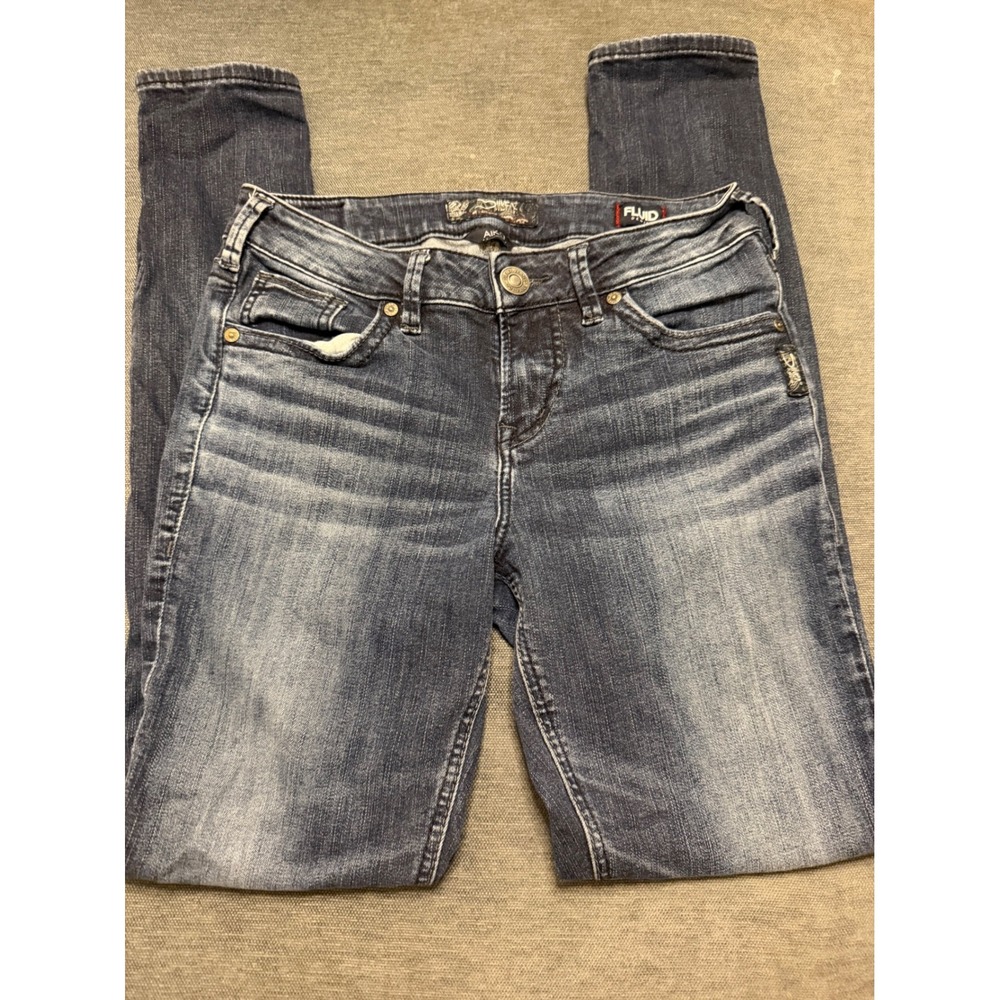Silver Jeans Co Aiko High Super Skinny Fluid Denim Dark Wash Jeans W26 L31
